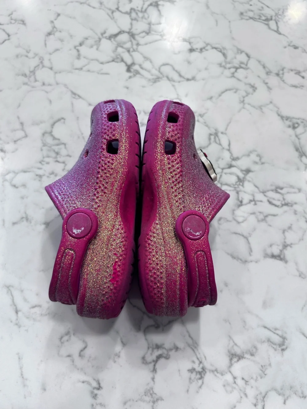 Crocs Pink Glitter Classic Clog Sandals Size 8C